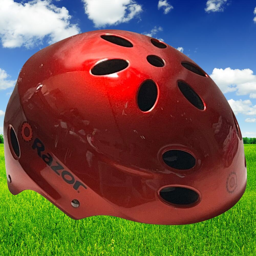 Razor V17 Youth Multi Sport Helmet Red Adjustable Strap CPSC Approved
